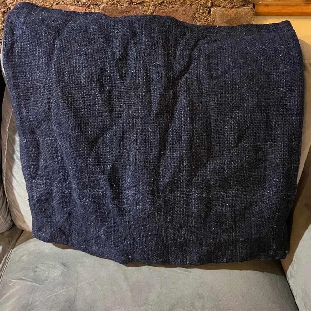 West Elm Blue Silk/Cotton Pillow Cover 20’